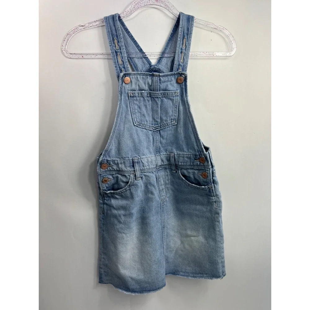 Old Navy Bib Overall Jumper Skirt‎ Dress Girls' Size 8 Blue Denim Raw Hem